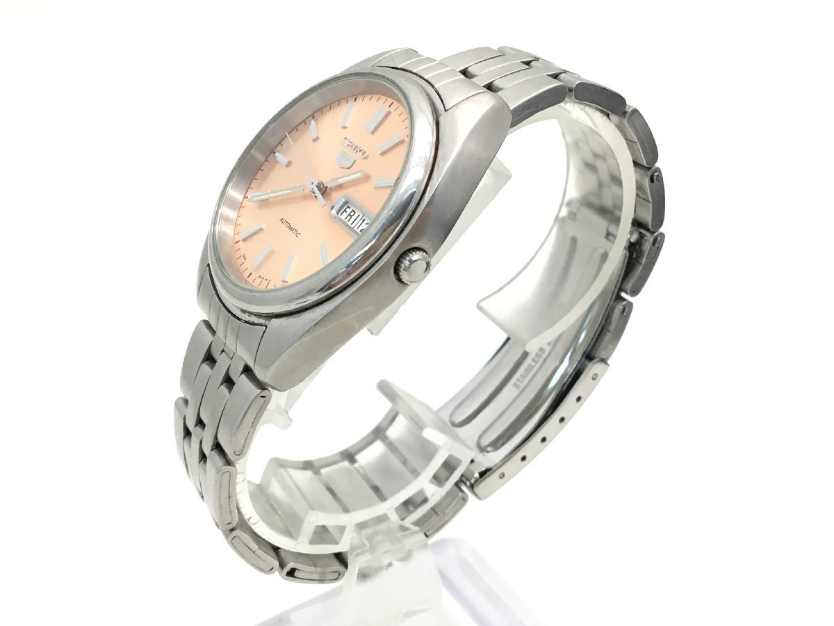 SEIKO 5 7S26-0430 自動巻き 腕時計 メンズ 文字盤ピンクゴールド 稼働 