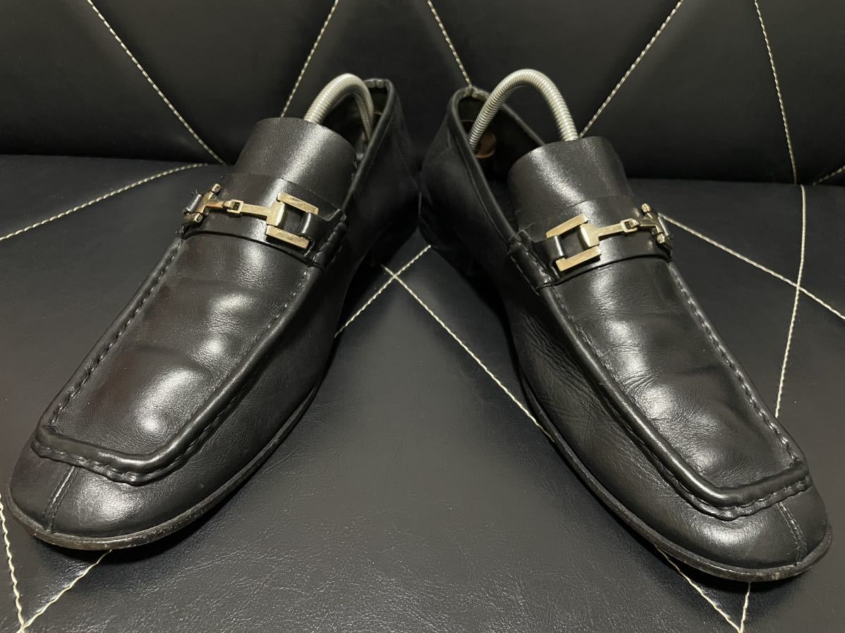 美品 GUCCI グッチ 110 1530 0 44E 28cm相当 ローファー ビットローファー レザーシューズ カーフレザー 革靴 金具 メンズ 黒