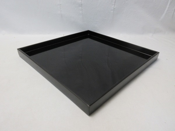 I04377 【 懐石道具 木製黑真塗 四方膳 4客揃 平膳 箱無 】