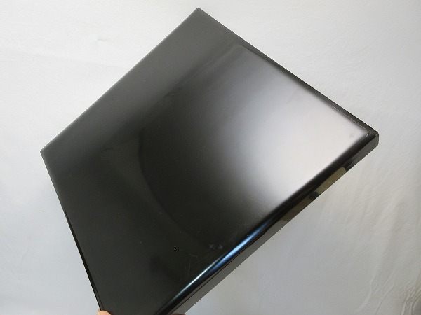I04377 【 懐石道具 木製黑真塗 四方膳 4客揃 平膳 箱無 】 検) 煎茶