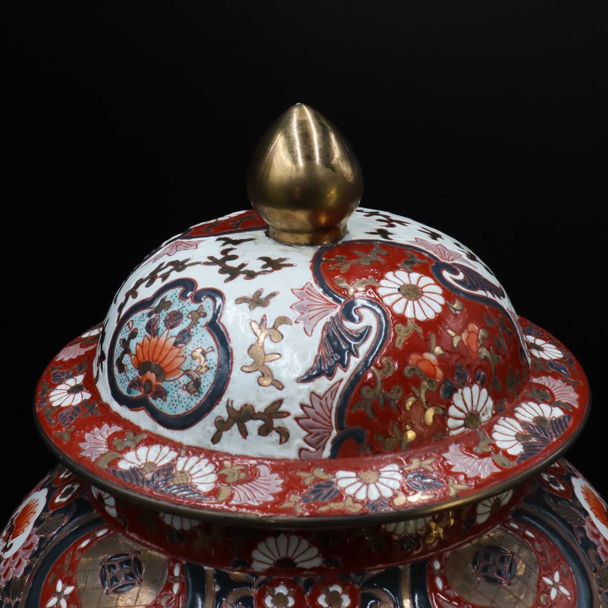 y*0様 元禄伊万里沈香壷 宙】元禄時代 古伊万里 金彩花尽紋沈香壺 50.7cm 沈降壺 沈香壷 細密