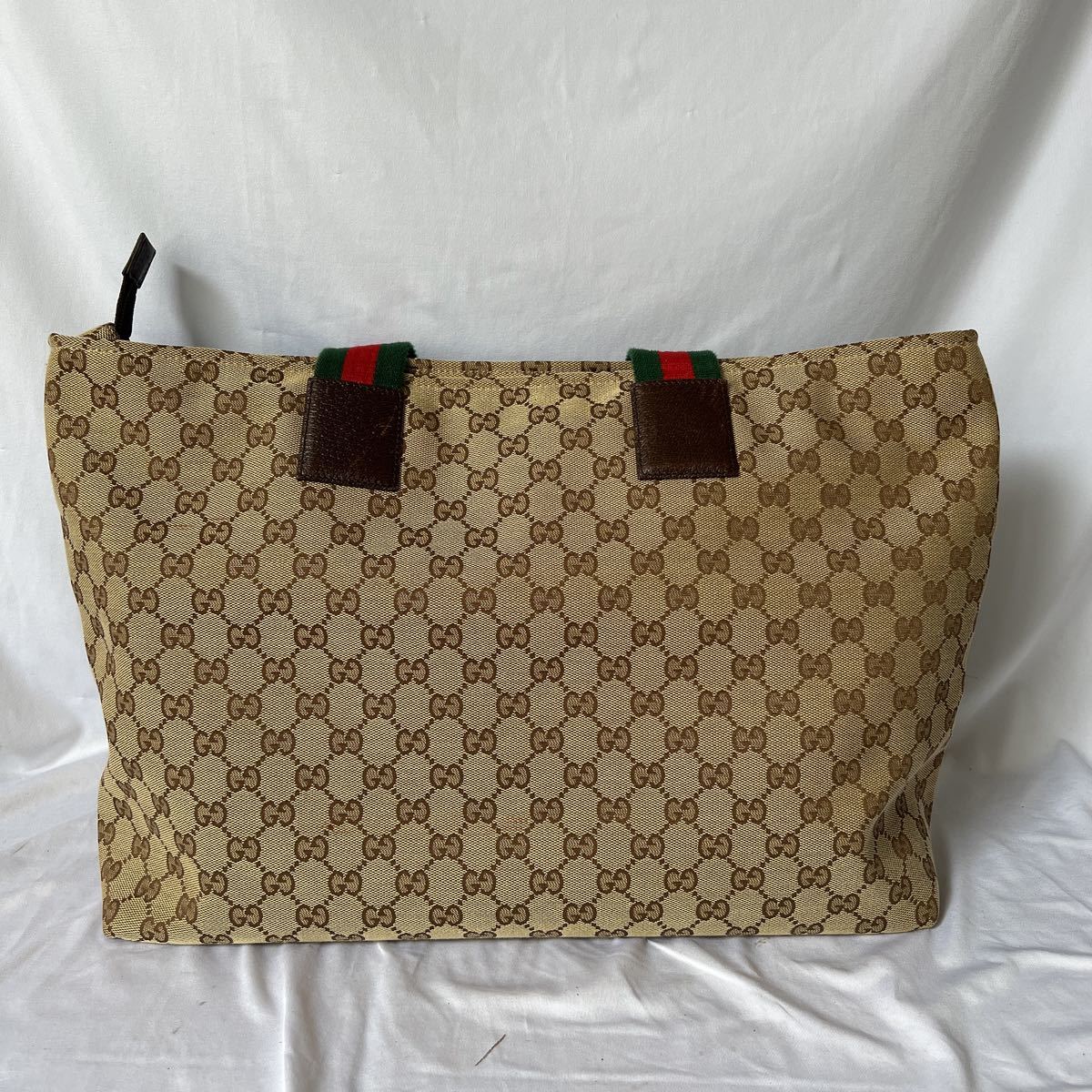 ▽【1円スタート】GUCCI マザーズバッグ（ベージュGG柄×ダーク 