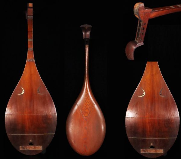 旧家蔵出品 薩摩琵琶 全長97cm 弦楽器 和楽器 和弦楽器 希少品[54127qe