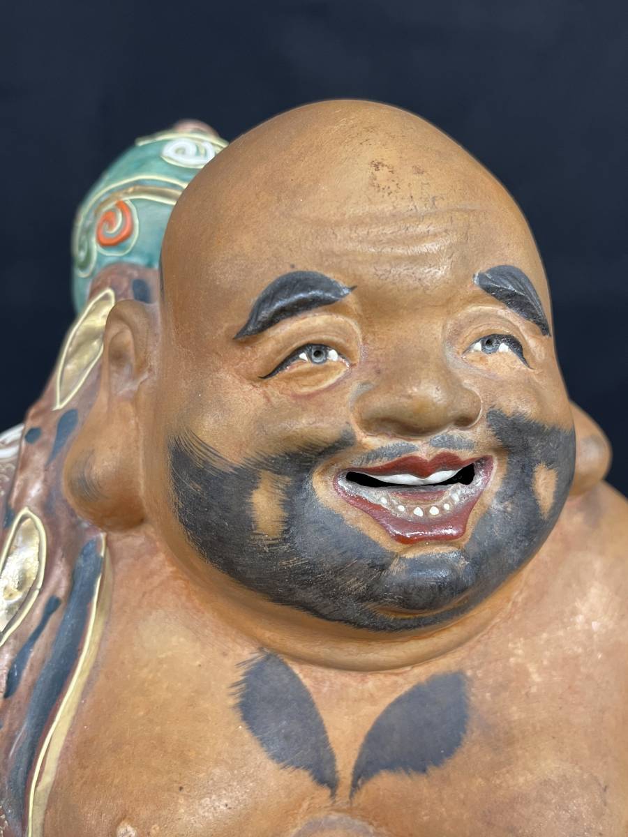 九谷焼 布袋様 金彩色絵 七福神 置物 開運 布袋尊 縁起物 骨董(九谷