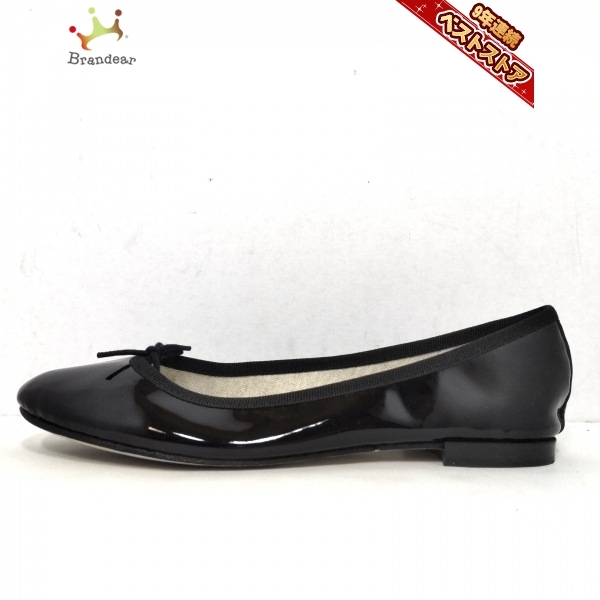 レペット repetto フラットシューズ 37 - エナメル（レザー） 黒 レディース リボン 靴