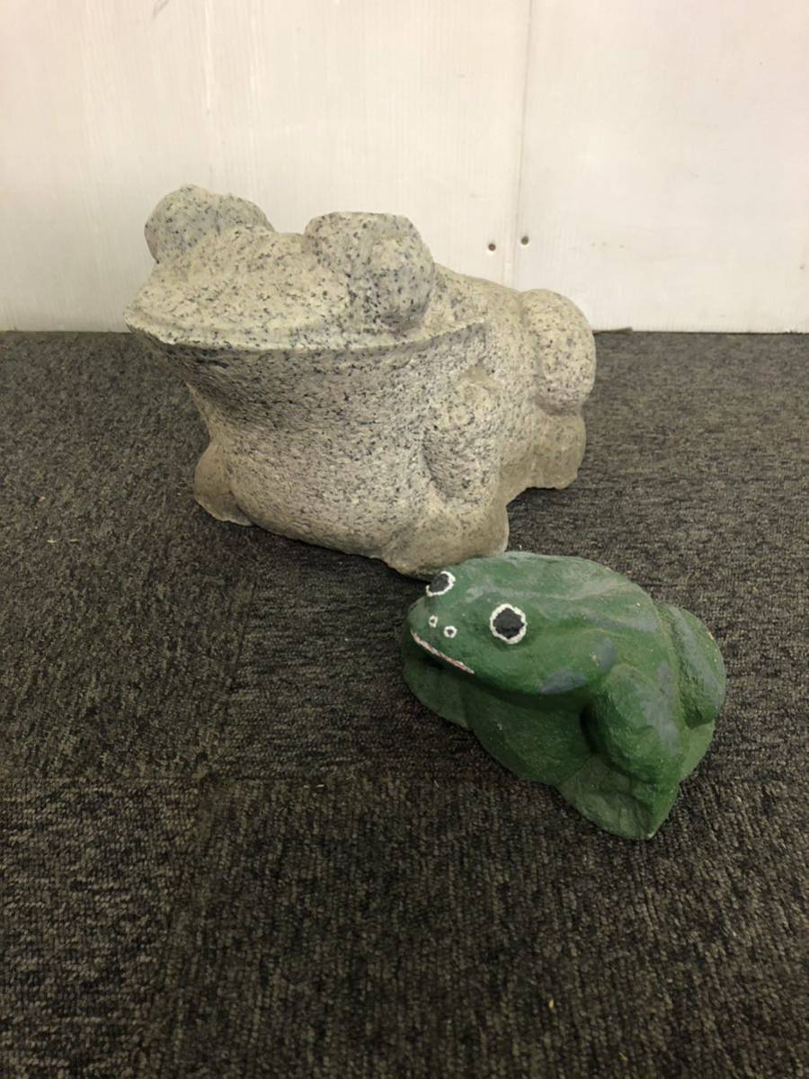 置物 オブジェ 庭石 カエル 蛙 鑑賞石 石像 縁起物 × 坪庭 彫刻 ☆値下げ☆