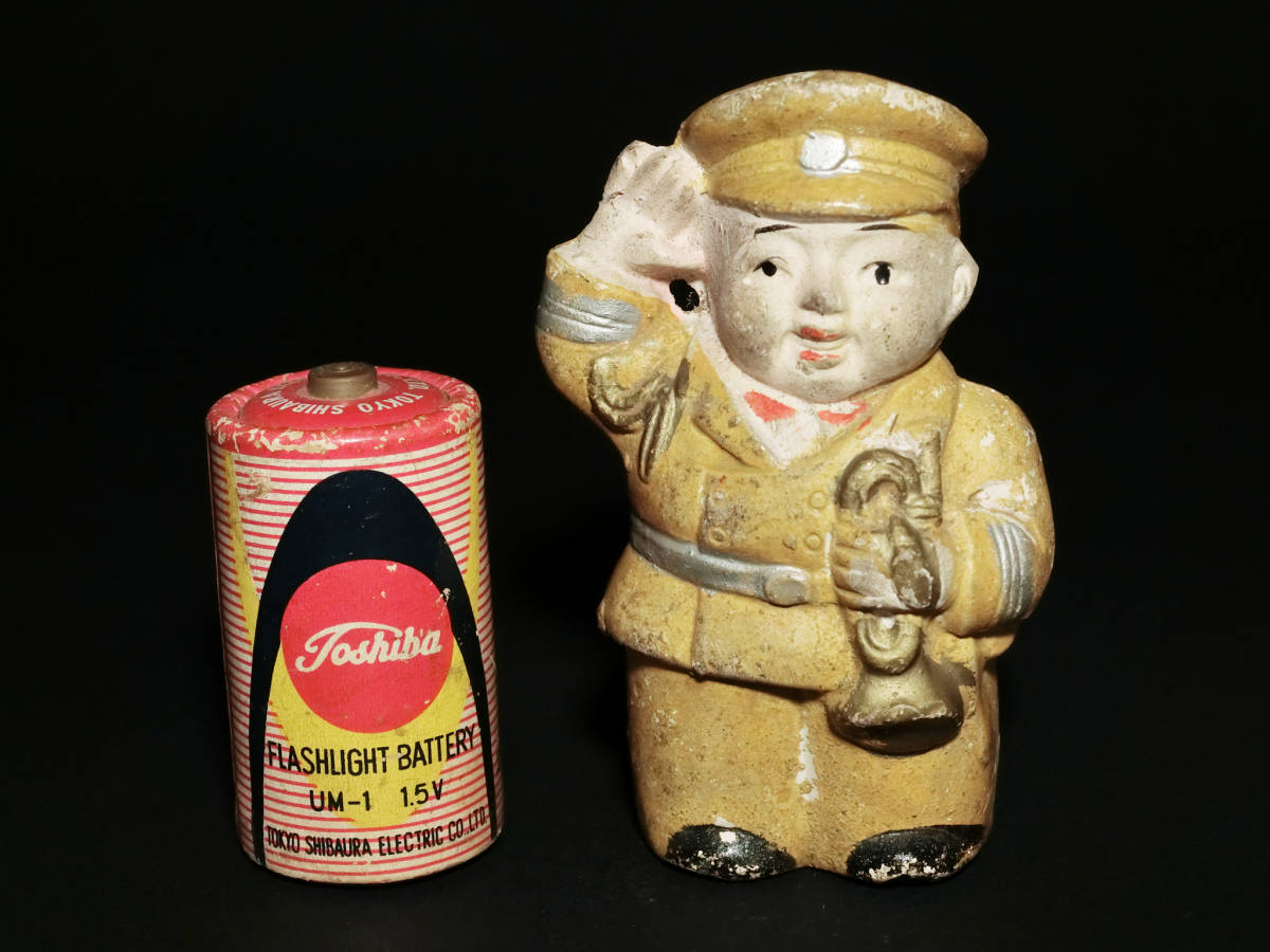 日本軍 人形 貯金箱 子供兵士 日章旗 戦前 戦前〜戦中陶器人形貯金箱『旧日本軍ラッパ隊』軍人兵士兵隊/土人形