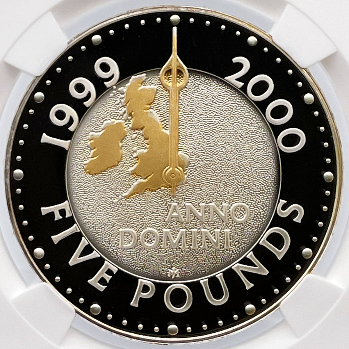 最高鑑定 2000年 イギリス ミレニアム 5ポンド銀貨 NGC 金メッキ