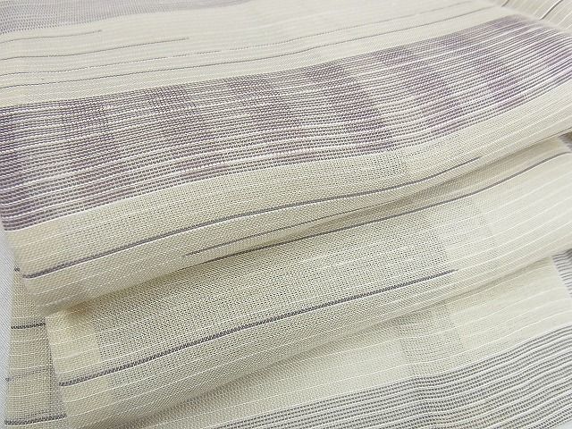 着物屋こころ■夏・　紗紬　縞　着丈161cm　裄丈62cm　正絹　逸品　A-ck2049