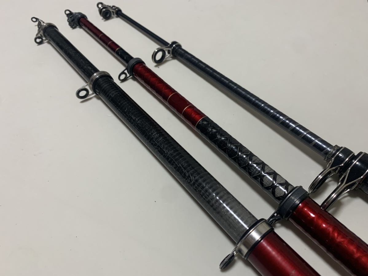 磯竿 3本セット ①シマノ カーボン野島 2号 630 ②シマノ プロテック磯