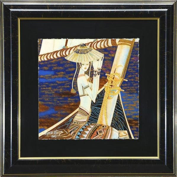 丁紹光、『メコンの船旅』、希少画集画、ティンシャオカン 丁紹光