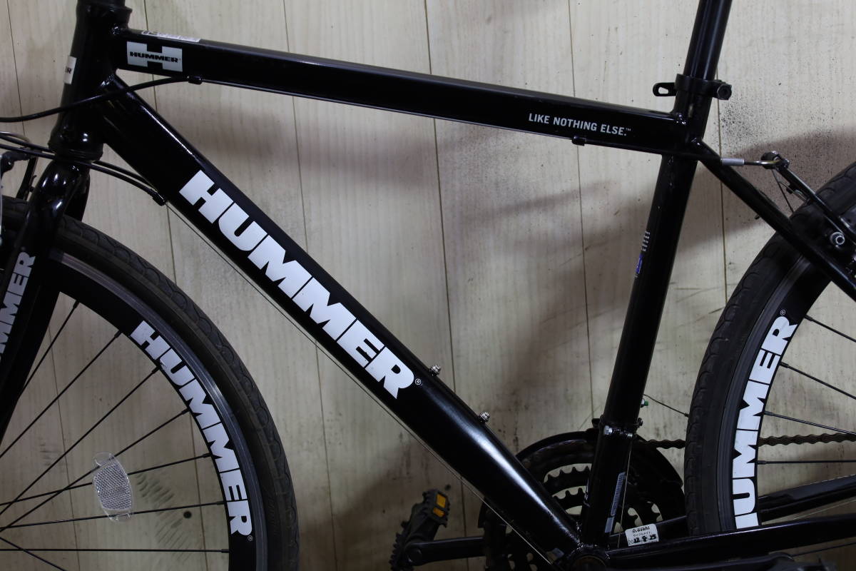 人気美品！HUMMERハマー700C シマノ7速 460mm BLACK クロスバイク(M 