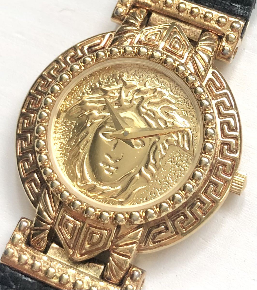 1円 A GIANNI VERSACE ジャンニ ヴェルサーチ GOLD PLATED G10 ゴールドモデル メデューサ クォーツ メンズ レディース 腕時計 61674092