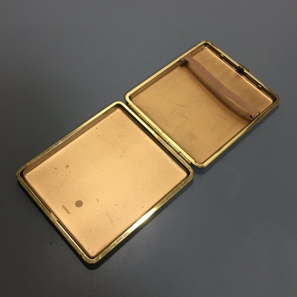 1円〜 シガレットケース ドイツ製 黒 ゴールド オーストリッチ