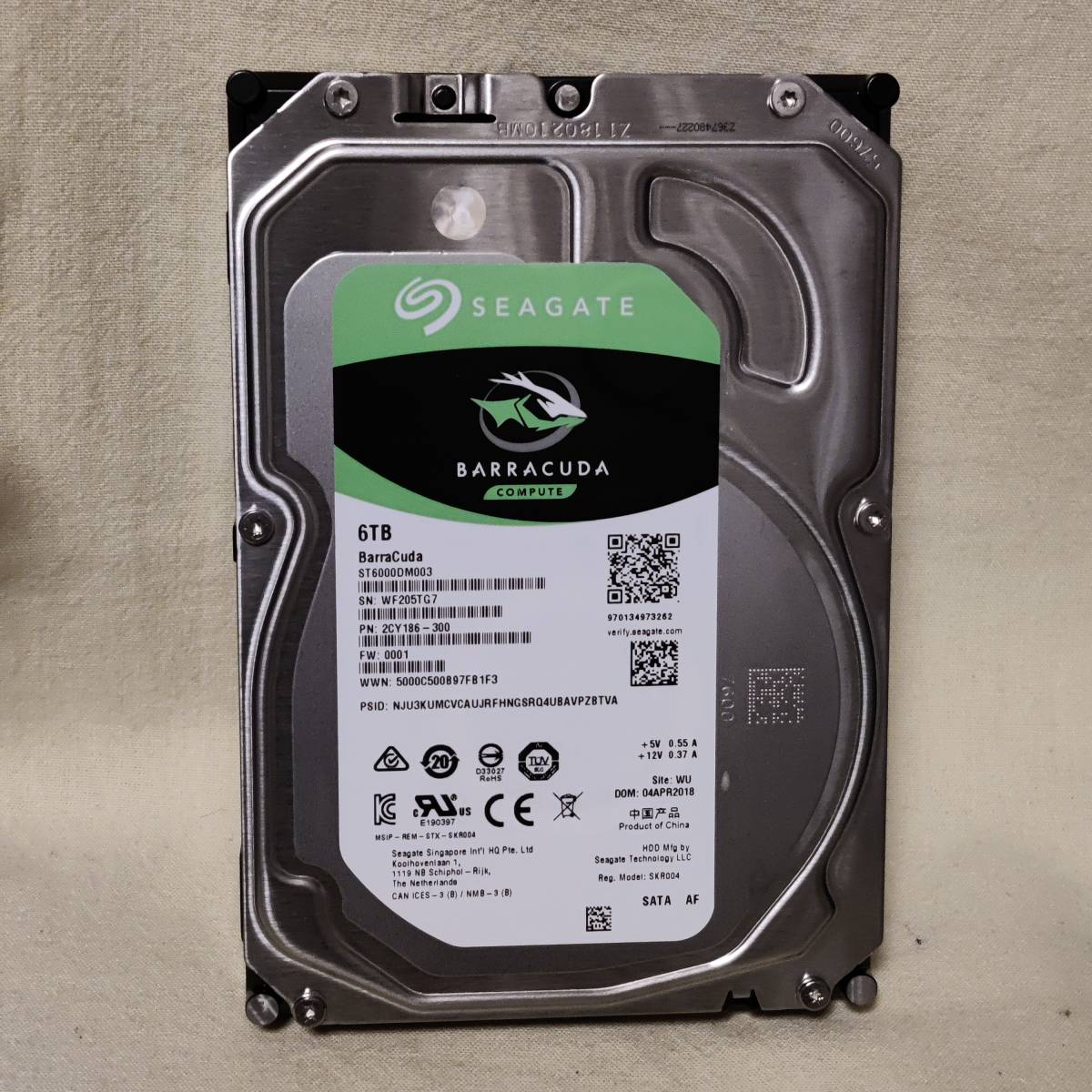 205TG7】Seagate BarraCuda ST6000DM003 HDD 6TB 使用2693h SEAGATE