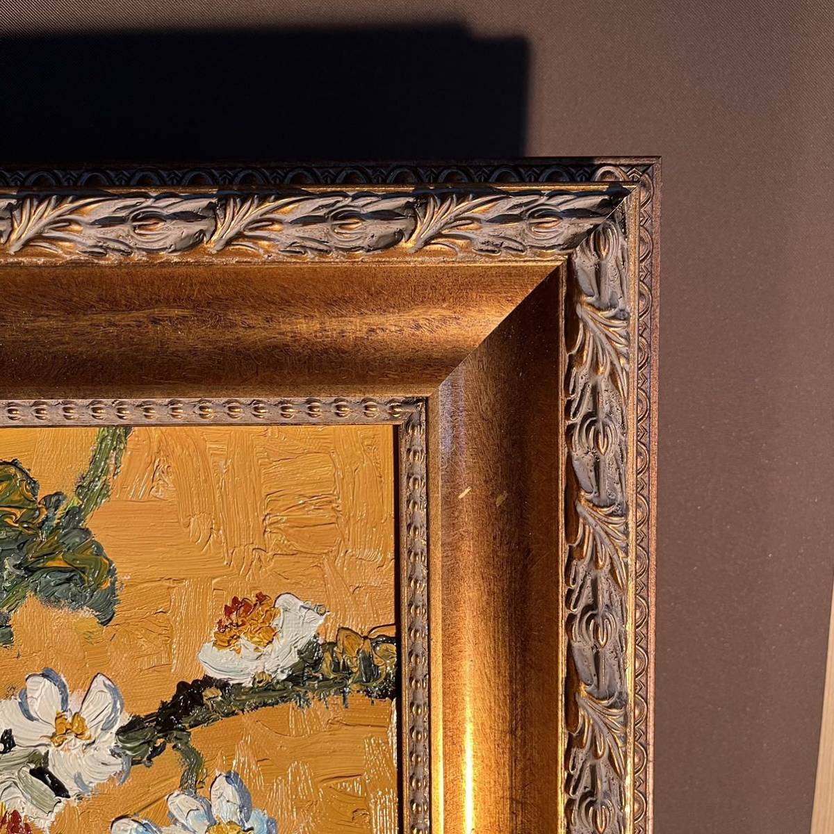 ☆特大秀作☆手書き油絵 ゴッホ 花咲くアーモンドの枝 額付 絵画 油彩