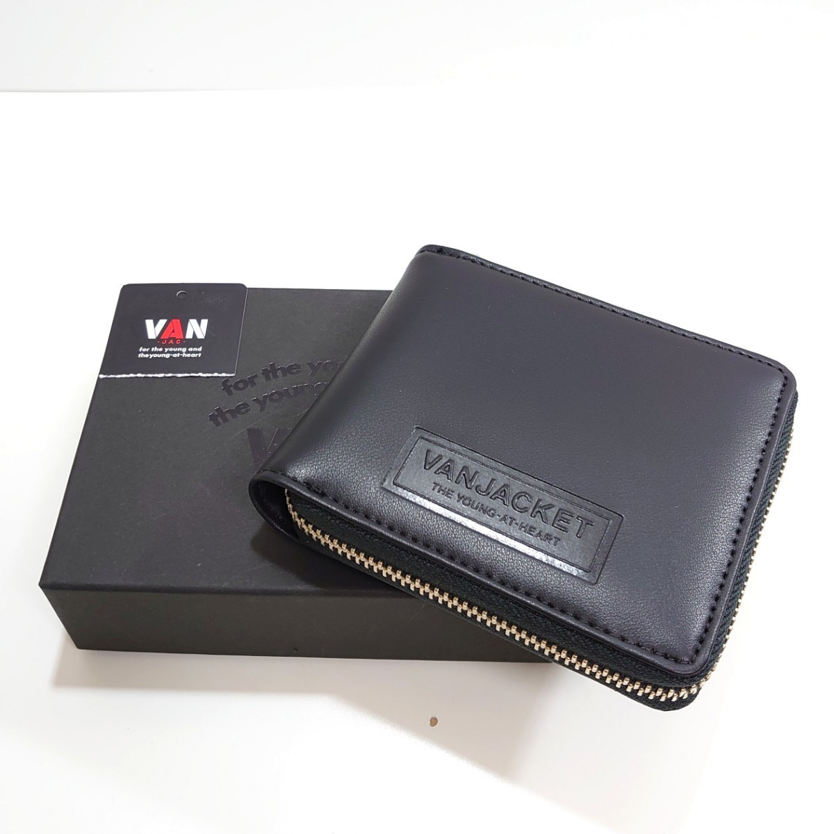 ☆未使用 VAN JAC ヴァン ジャケット ラウンド 財布 レザー 二つ折り 
