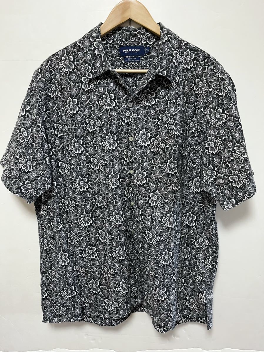POLO GOLF 半袖シャツ XL clayton フラワー柄 vintageオープンカラー 