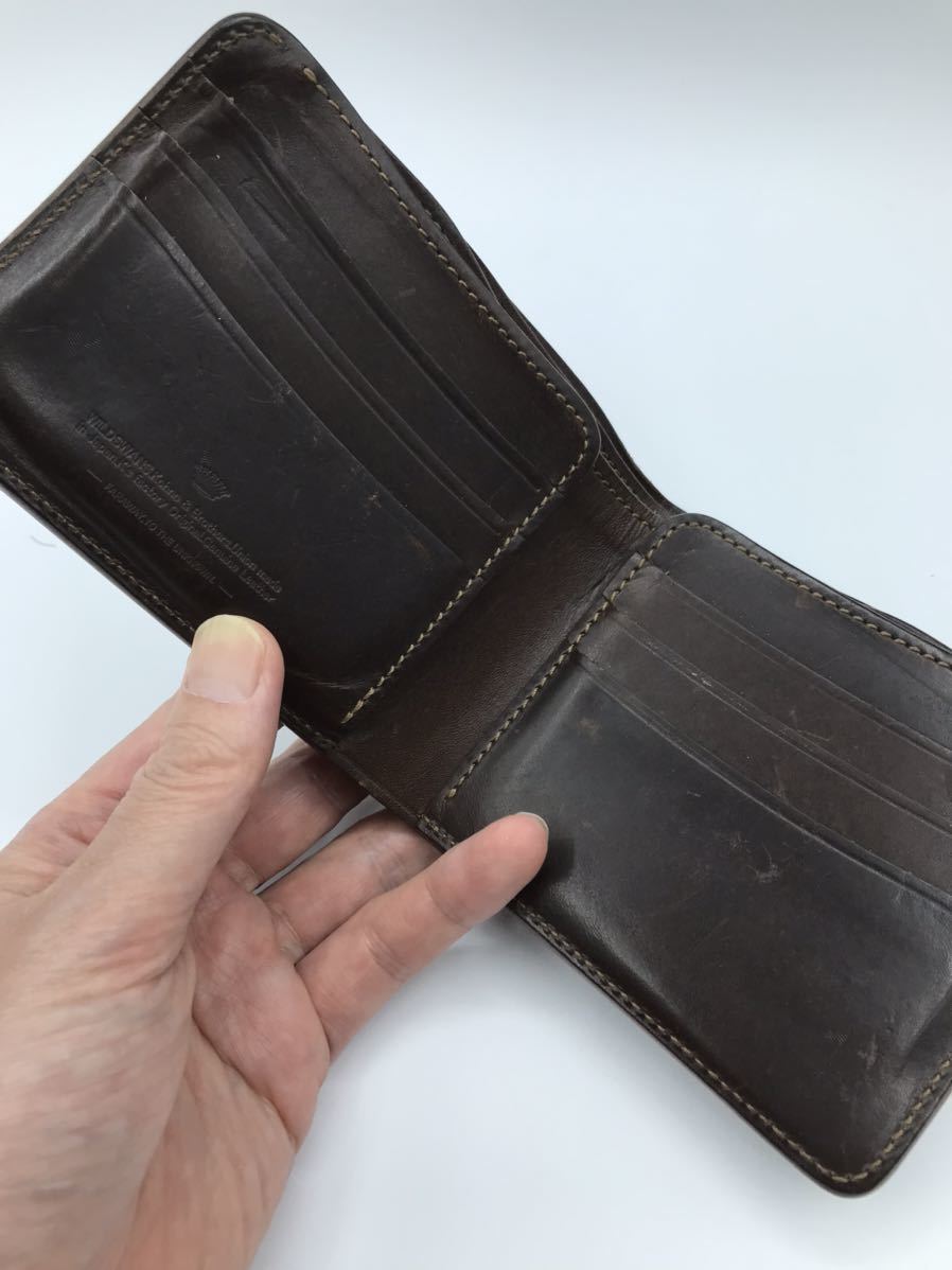 【日本製】WILDSWANS ワイルドスワンズ WINGS ウイングス　サドル 二つ折り財布（小銭入れなし） ダークブラウン 