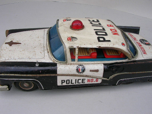 ☆ヨネザワ ブリキ 古い パトカー 全長38cm POLICE NO.6 フォード