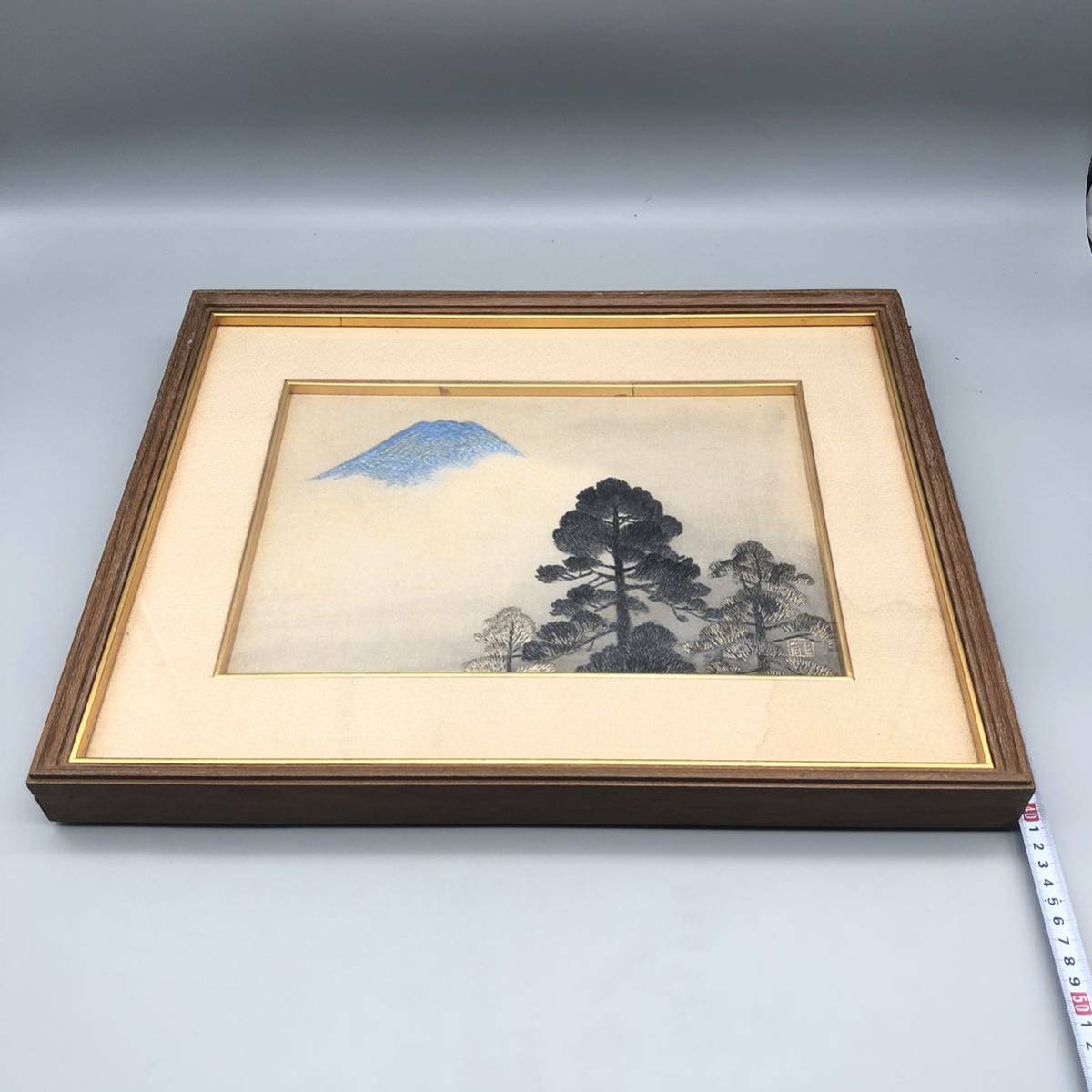 能絵 刺繍絵 松 富士 山 日本画 風景画 古美術 芸術 アート 伝統工芸
