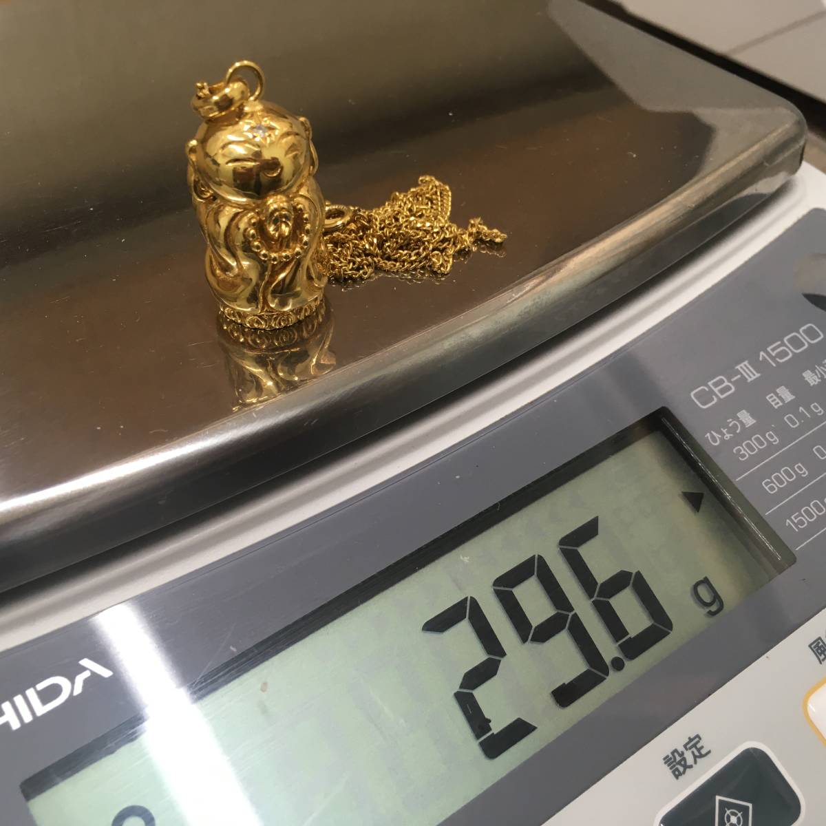 1000円スタート】ネックレス お地蔵さん ダイヤ付 0.01ct SILVER刻印 