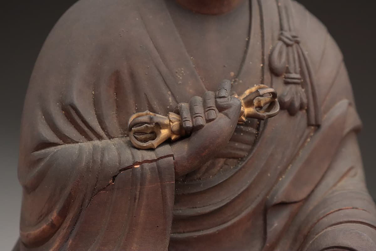 EL029 時代 仏教美術 漆書銘 寄木造 弘法大師 空海 全高20.5cm/仏高