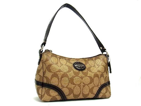 1円 □極美品□ COACH コーチ シグネチャー PVC×レザー 2WAY