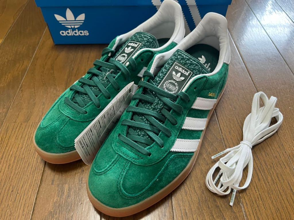 ◆ Adidas ガゼル ガッツレー インドア グリーン ホワイト ガム 本革 26.5 cm アディダス GAZELLE INDOOR US 8.5 緑 白 新品未使用