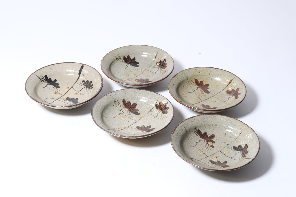 中里太郎右衛門 絵唐津 銘々皿 5枚組 美術品・アンティーク・コレクション
