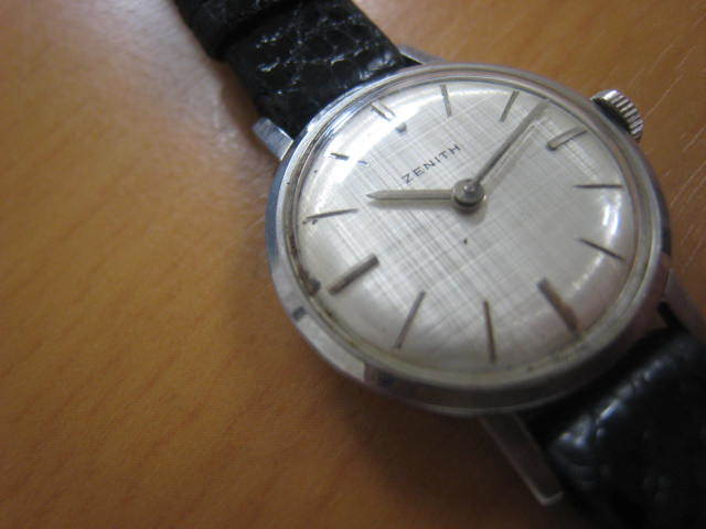 稼働品 ZENITH ゼニス 手巻き レディース腕時計 文字盤 シルバー 
