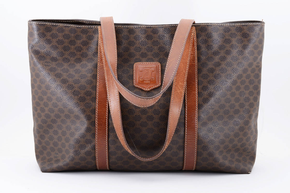 1円 CELINE ヴィンテージ セリーヌ マカダム PVC トートバッグ 