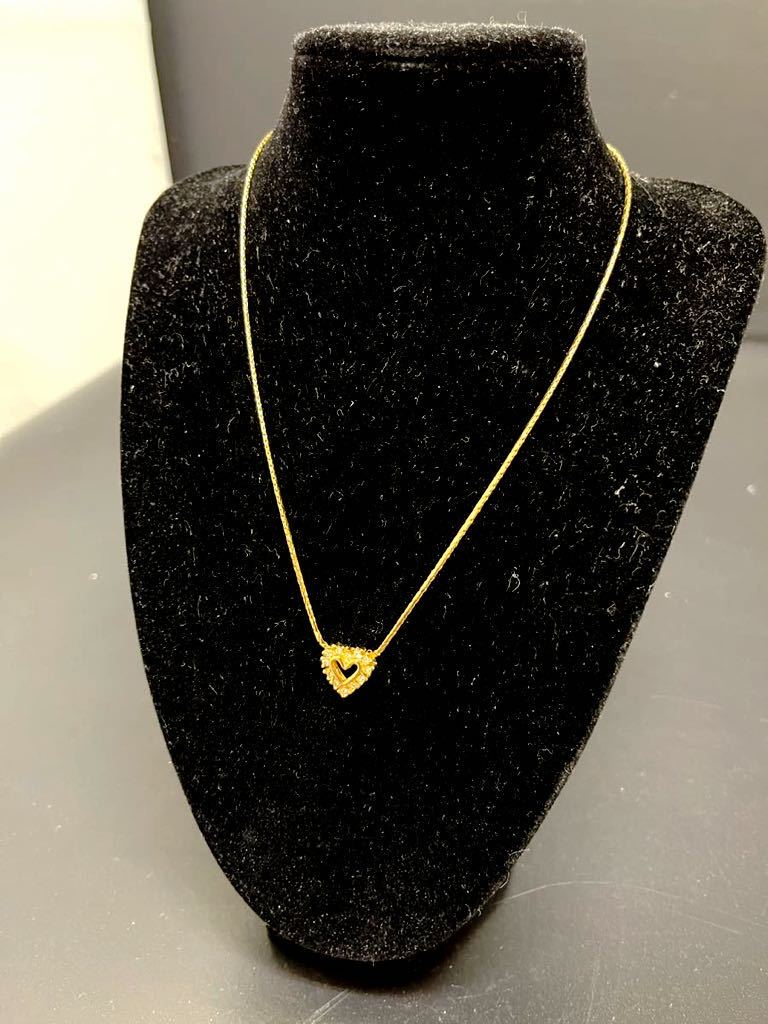 極美品 Dior ハート ネックレス ラインストーン ゴールド ヴィンテージ 極美品】Christian Dior ディオール ヴィンテージ ラインストーン