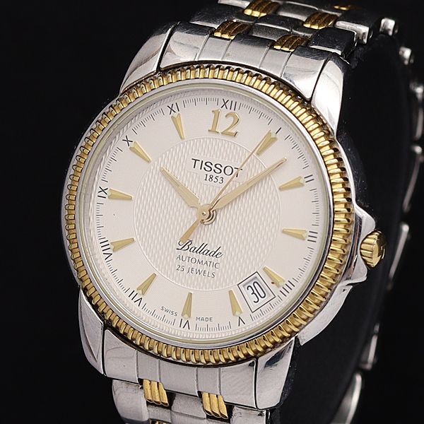 1円 稼働 良品 ティソ AT/自動巻 C279/379 バラード アイボリー文字盤  