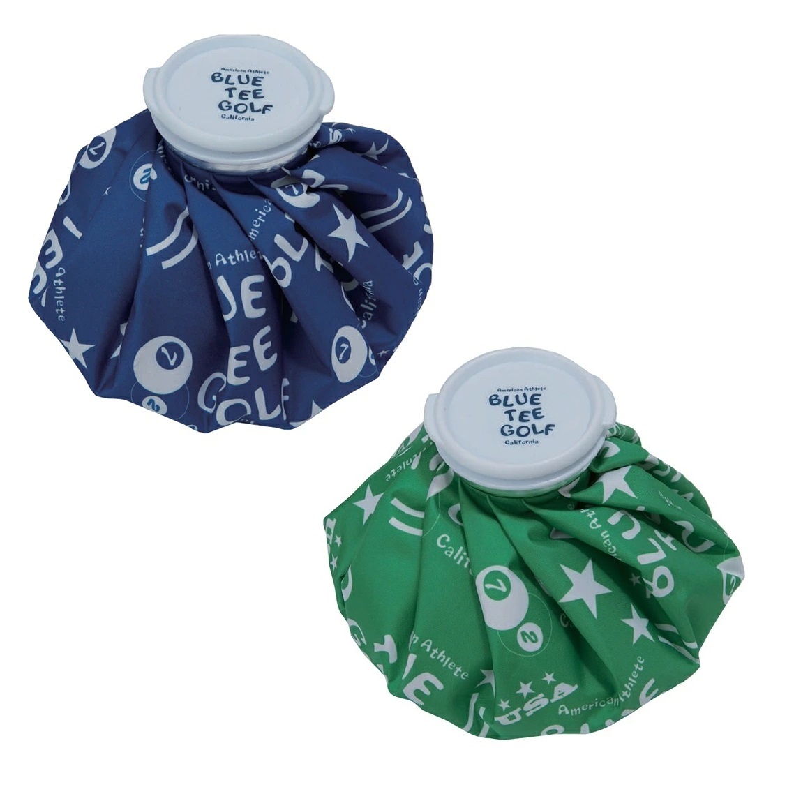 ☆2-4:ICE-ブルーティーゴルフ 【２個：ネイビー+グリーン】 ”アイスバッグ　ＩＣＥＢＡＧ” 氷嚢 BTG AC-010　BLUE TEE GOLF California