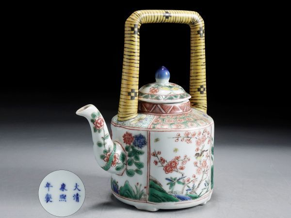 UJ29-2 中国美術 清朝 染付人物画急須 青花水注 煎茶道具 時代茶壺 唐
