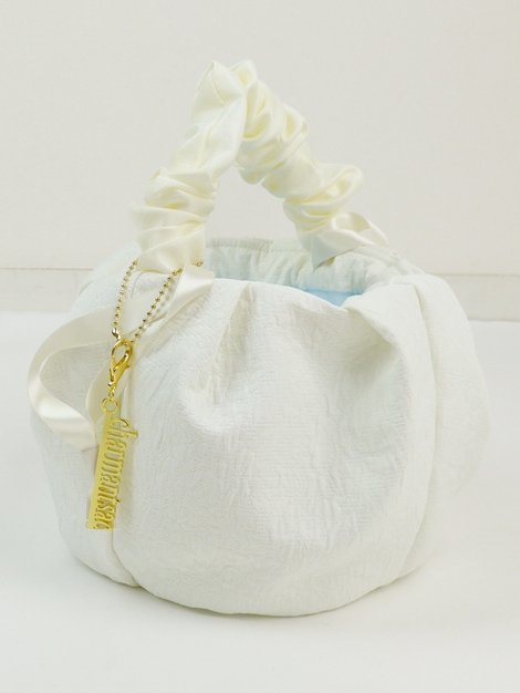 charmant sac シャルマンサック AKIKIコラボ コロンバッグ ジャガードホワイト新品 オリジナルチャーム付き ミニハンドバッグ