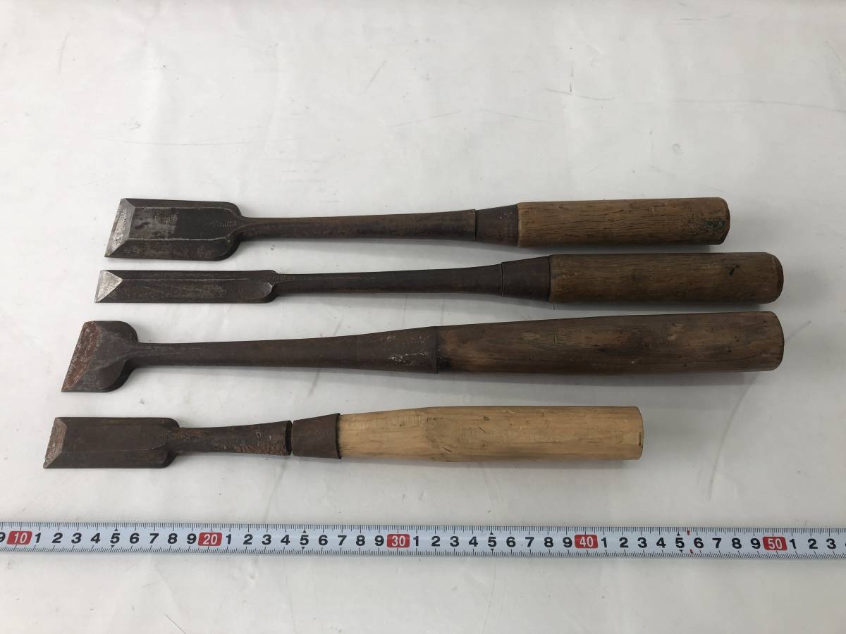 【1169B】鑿　4点まとめて　菊弘丸銘　他　大工道具　本職用　DIY　のみ　新潟三条刃物