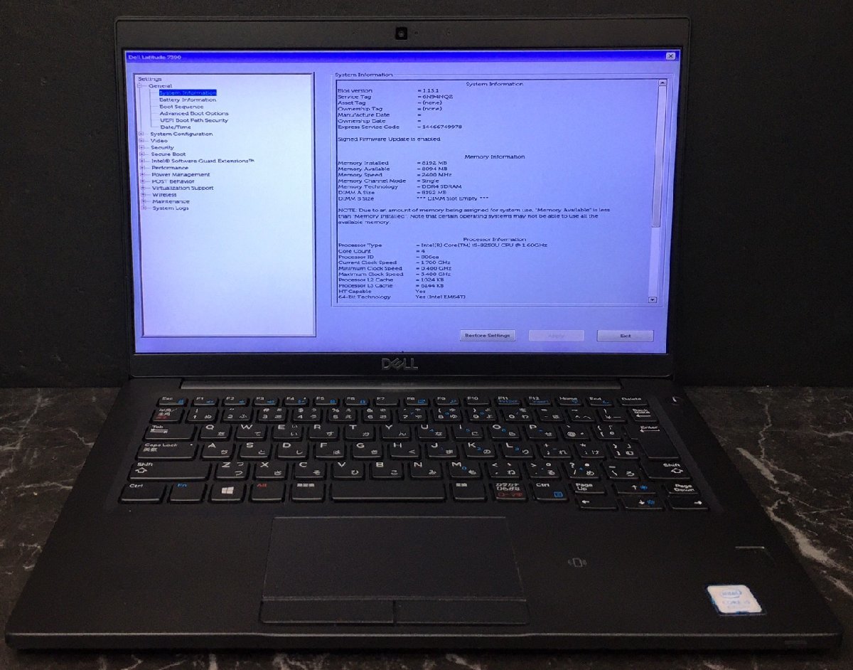 1円～ □ジャンク DELL LATITUDE 7390 / 第8世代 / Core i5 8250U 1.60