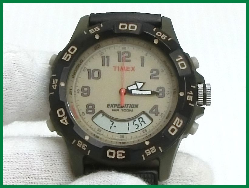 2307★F-920★稼働品！TIMEX タイメックス T45181 EXPEDITION 腕時計 クォーツ アナデジ　中古