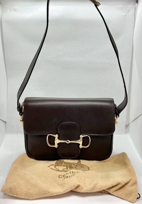 CELINE セリーヌ カーフレザー ホースビット ショルダーバッグ 