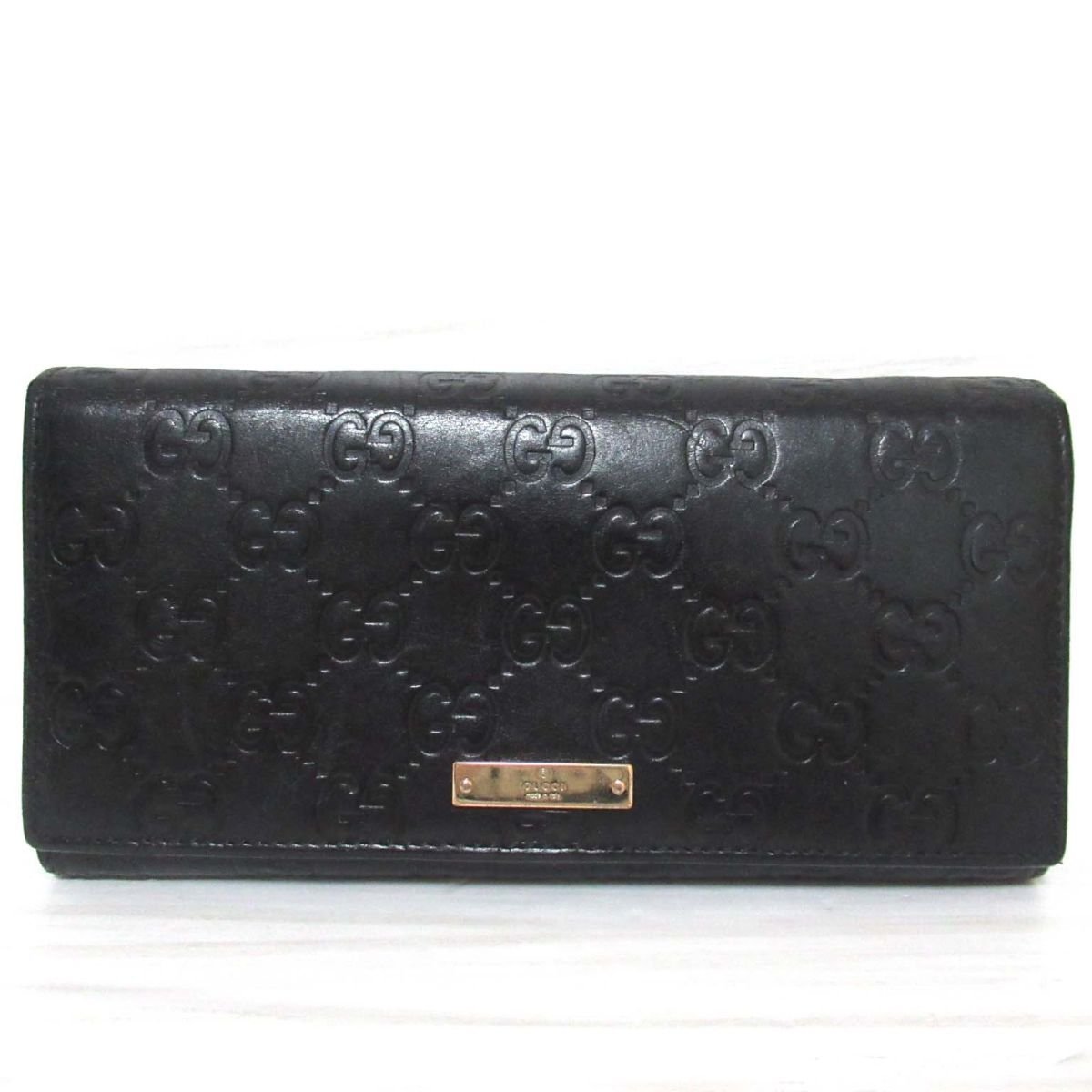 良品 GUCCI グッチ シマライン 二つ折り レザー ウォレット 長財布 