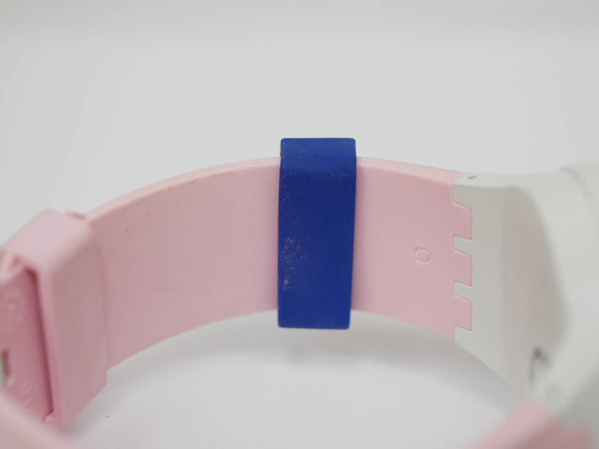 #4070 swatch BIG BOLD next スウォッチ ピンク＆ホワイト　スケルトン文字盤