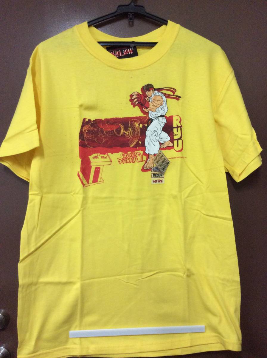 ★海外正規品★未使用Tシャツ　ストリートファイターII　リュウ　RYU　Street FighterII　難あり　海外Mサイズ　黄色