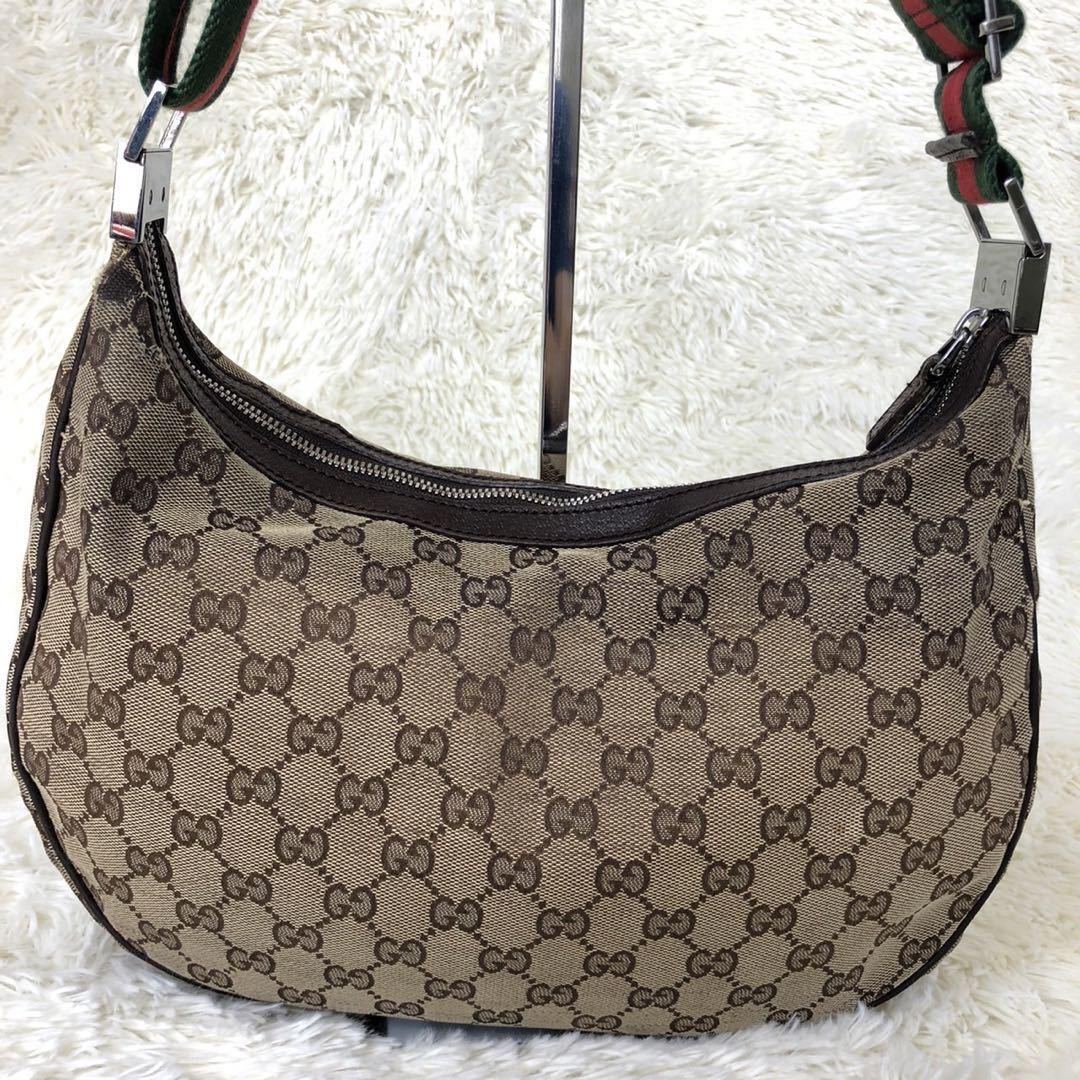 GUCCI グッチ ショルダーバッグ シェリーライン GG柄 ハーフムーン