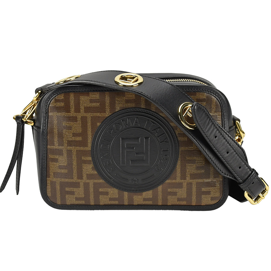 Fendi ダークブラウン ロゴショルダーバッグ