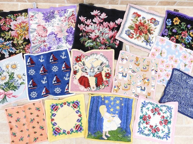 FEILER/フェイラー アルパカ柄/ラビット柄/花柄 など ミニハンドタオル/ハンドタオル 15枚セット 【3182y1】