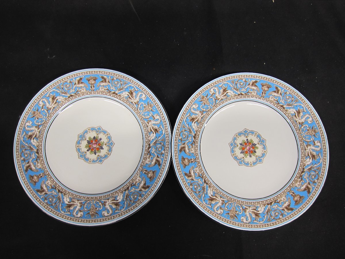 1円～おたからや◆Z0622-22 WEDGWOODウェッジウッド フロレンティーン ターコイズ カップ＆ソーサー×3/プレート20.5cm×2 計5点