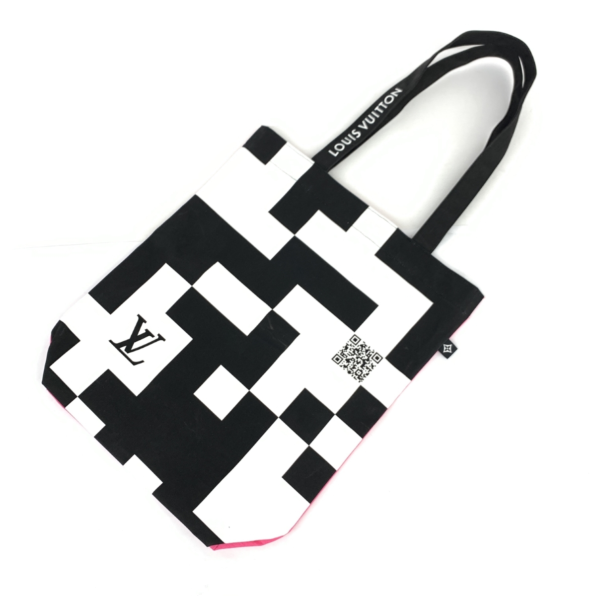 ◆LOUIS VUITTON ルイヴィトン トートバッグ◆ ブラック×ホワイト×ピンク キャンバス レディース ノベルティ 肩掛け bag 鞄
