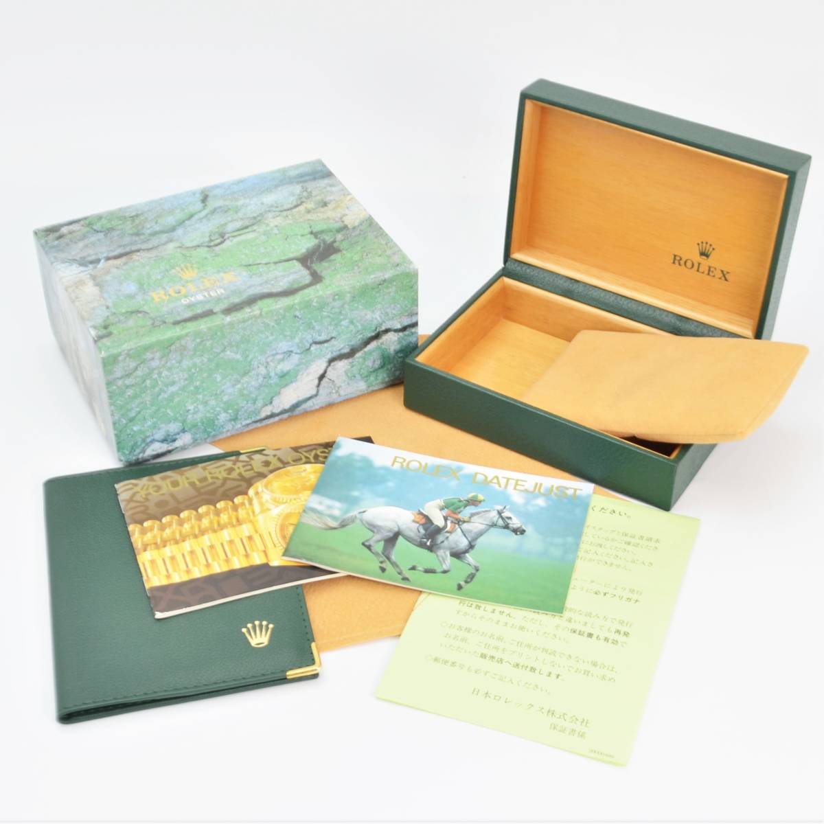 S 1円スタート ROLEX ロレックス 16234 デイトジャスト ケース 空箱 緑箱 BOX クッション・レザーケース・冊子類付き アンティーク A384